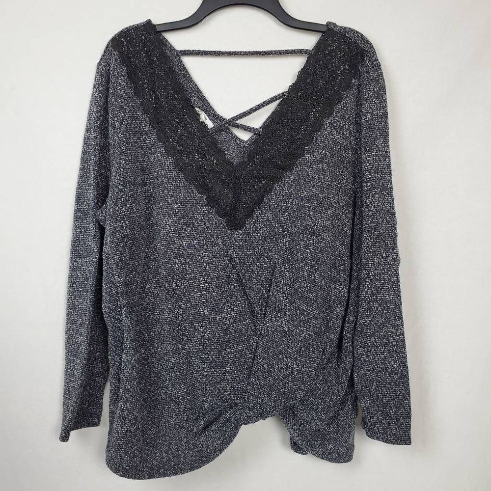 Maurices Women’s Grey V-Neck Long Sleeve Sweater Size 3X Lightweight Soft Knit